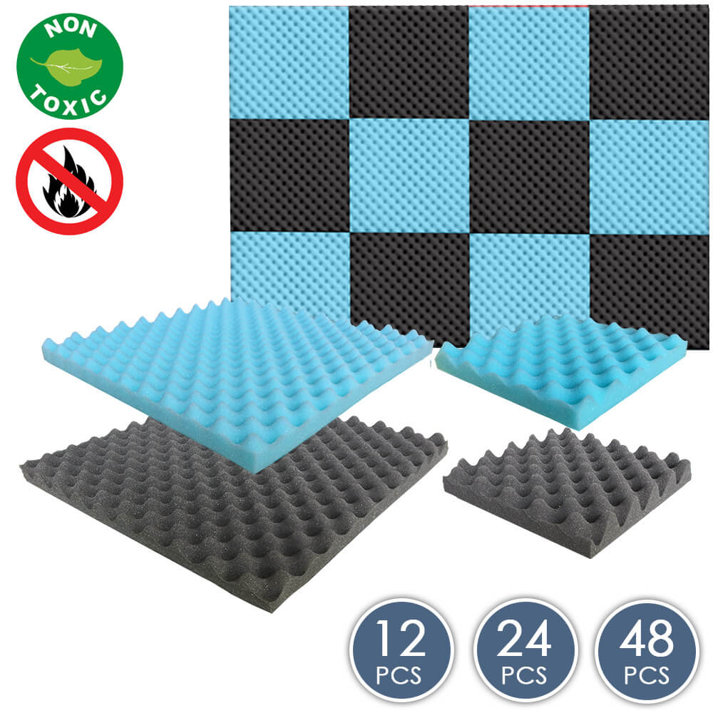 Arrowzoom Eggcrate Convoluted Series Acoustic Foam - Baby Blue x Black Bundle - KK1052