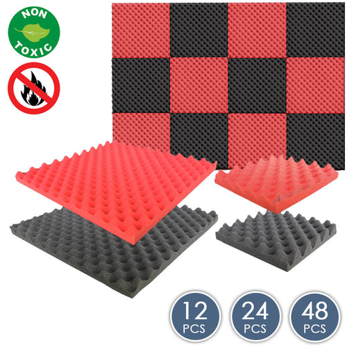 Arrowzoom Eggcrate Convoluted Series Acoustic Foam - Black x Red Bundle - KK1052