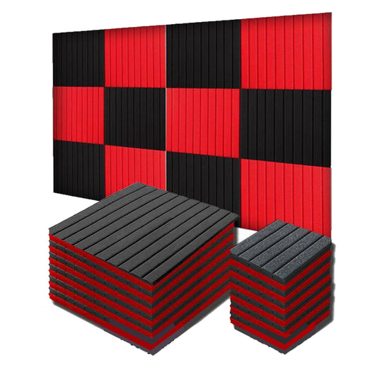 Arrowzoom Flat Wedge Series Acoustic Foam - Black x Red Bundle - KK1035