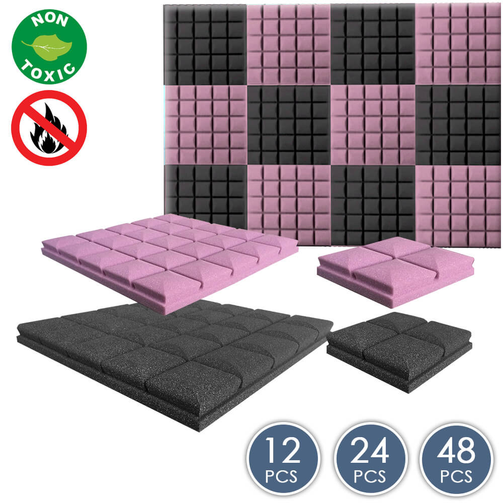 Arrowzoom Hemisphere Grid Series Acoustic Foam - Black x Burgundy Bundle - KK1040