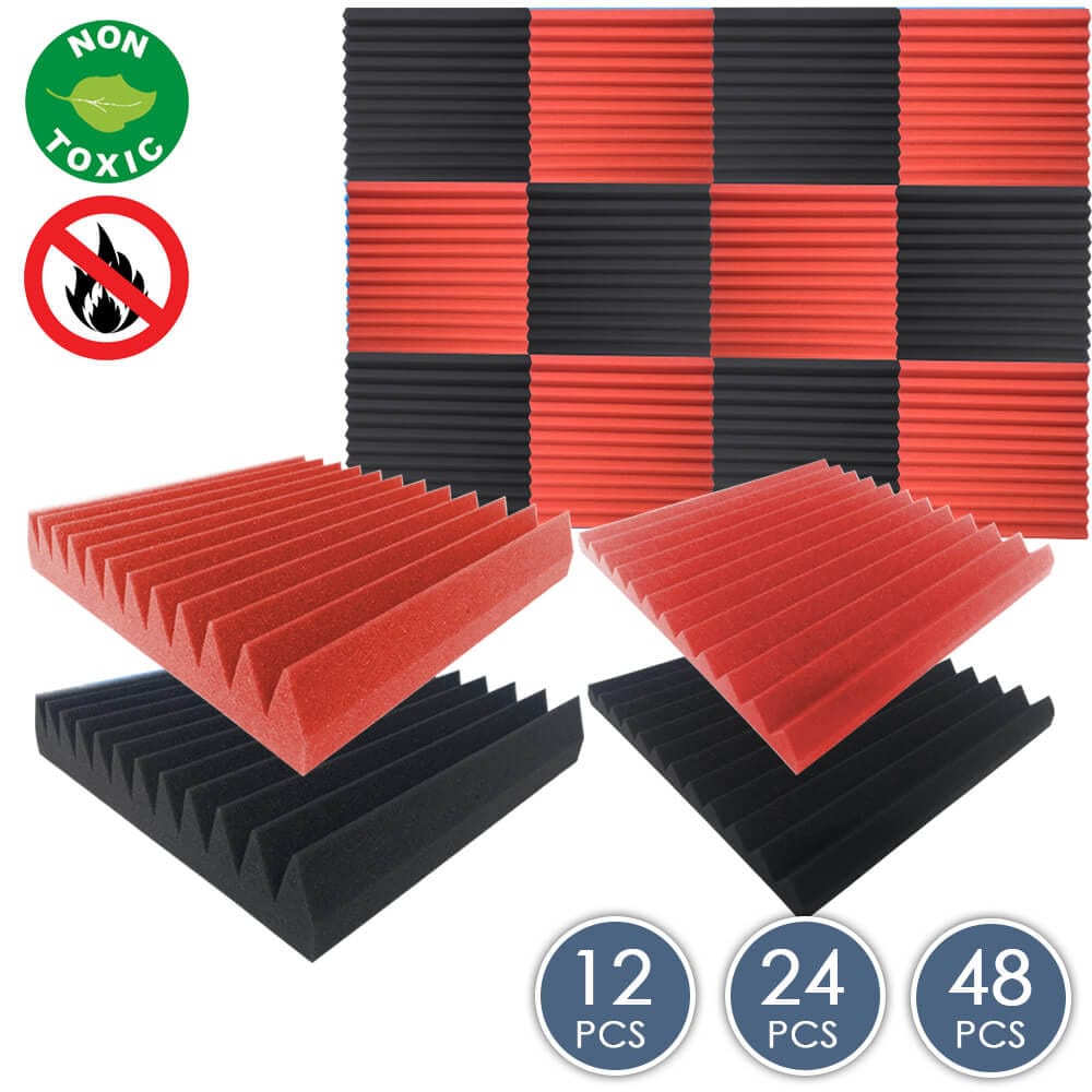 Arrowzoom Multi Wedge Series Acoustic Foam - Black x Red Bundle - KK1167