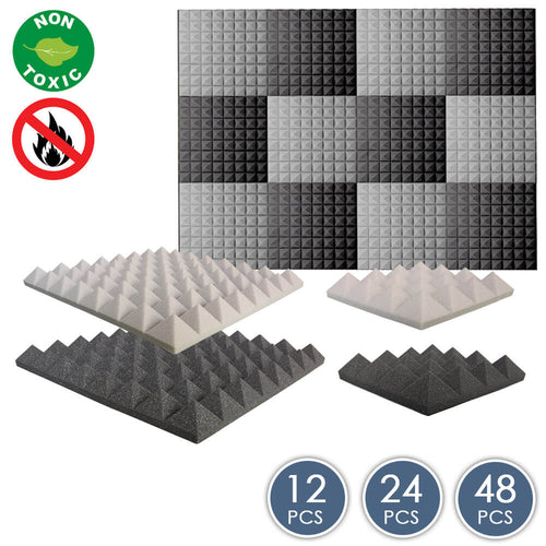 Arrowzoom Pyramid Series Acoustic Foam - Black x Gray Bundle - KK1034