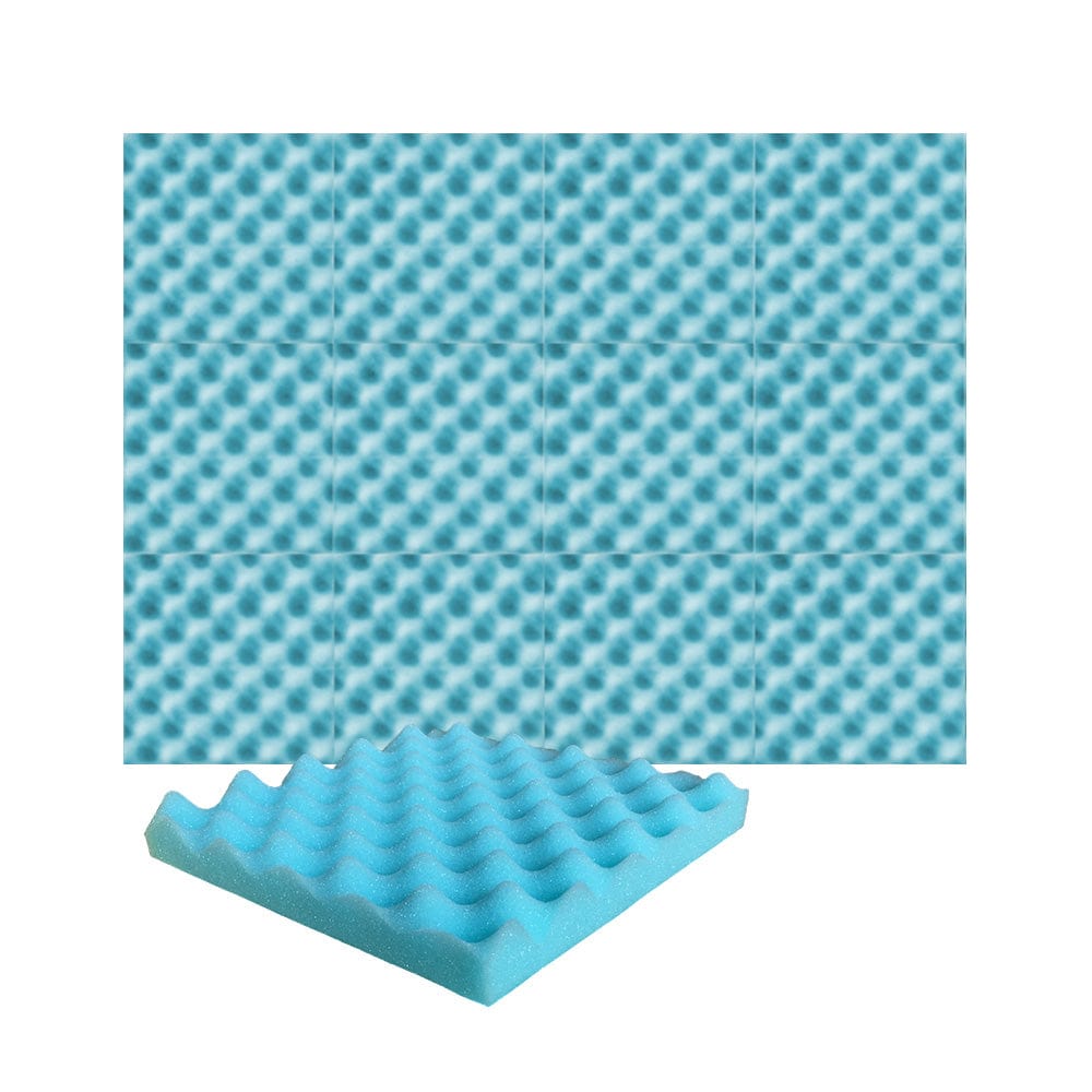 Arrowzoom Acoustic Eggcrate Foam - Solid Colors - KK1052 Baby Blue / 12 Pieces - 25 x 25 x 3 cm / 10x10x2 in