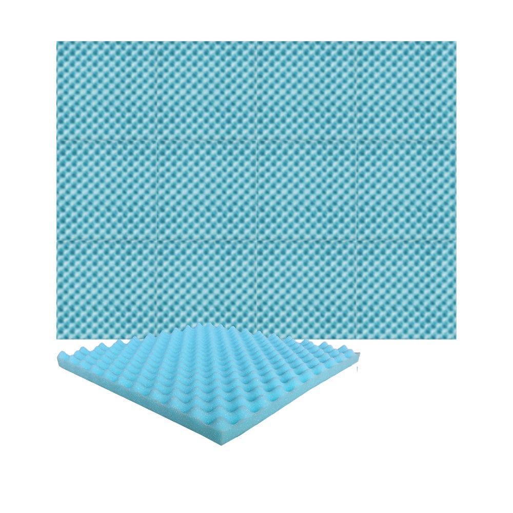 Arrowzoom Acoustic Eggcrate Foam - Solid Colors - KK1052 Baby Blue / 12 Pieces - 50 x 50 x 3 cm/ 20x20x2 in