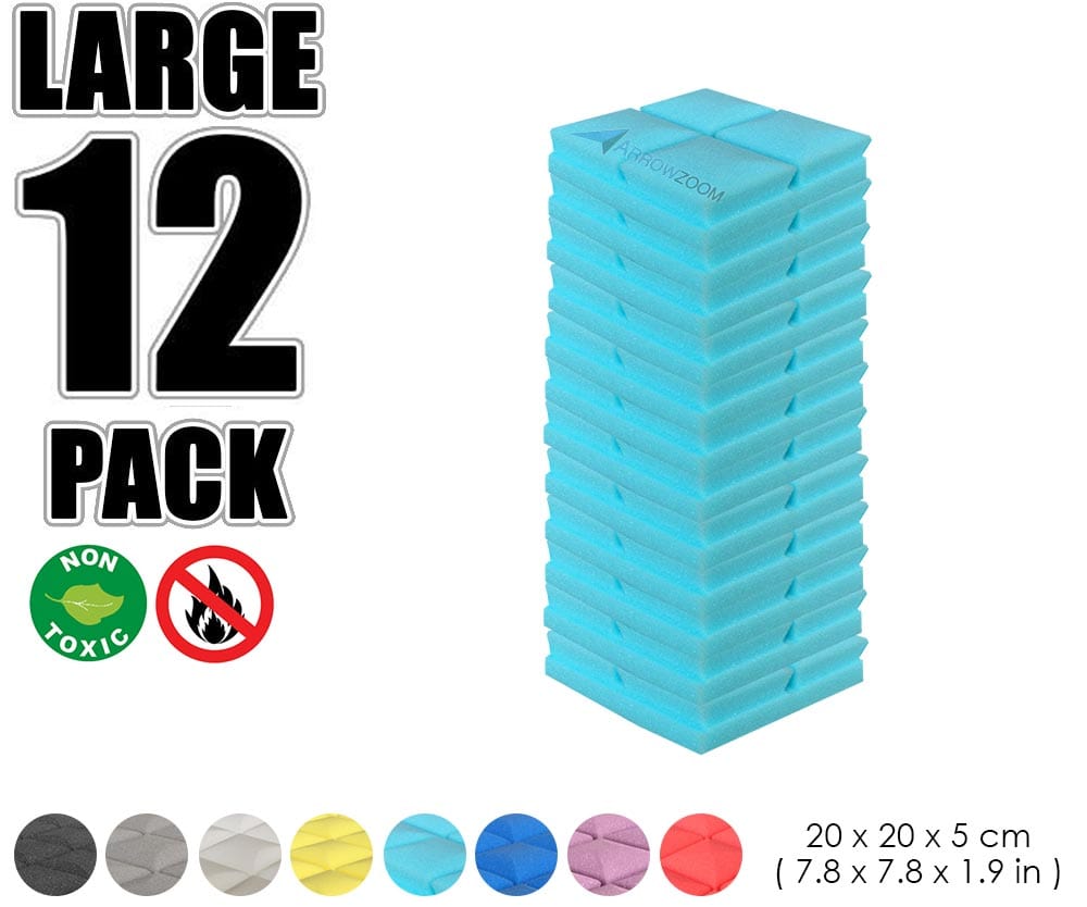 New 12 pcs Bundle Hemisphere Grid Type Acoustic Panels Sound Absorption Studio Soundproof Foam 8 Colors KK1040 Baby Blue / 20 X 20 X 5cm (7.8 X 7.8 X 1.9 in)