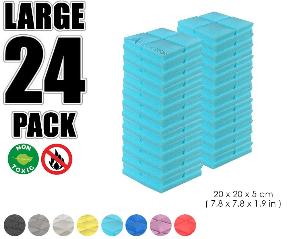 New 24 pcs Bundle Hemisphere Grid Type Acoustic Panels Sound Absorption Studio Soundproof Foam 8 Colors KK1040 Baby Blue / 20 X 20 X 5cm (7.8 X 7.8 X 1.9 in)