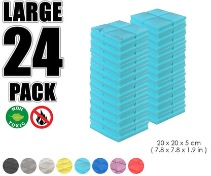New 24 pcs Bundle Hemisphere Grid Type Acoustic Panels Sound Absorption Studio Soundproof Foam 8 Colors KK1040 Baby Blue / 20 X 20 X 5cm (7.8 X 7.8 X 1.9 in)