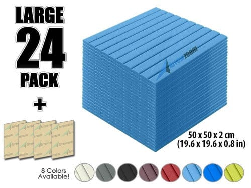 Arrowzoom Acoustic Flat Wedge Foam - Solid Colors - KK1035 Baby Blue / 24 PIECES - 50 X 50 X 2 CM
