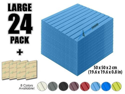 Arrowzoom Acoustic Flat Wedge Foam - Solid Colors - KK1035 Baby Blue / 24 PIECES - 50 X 50 X 2 CM