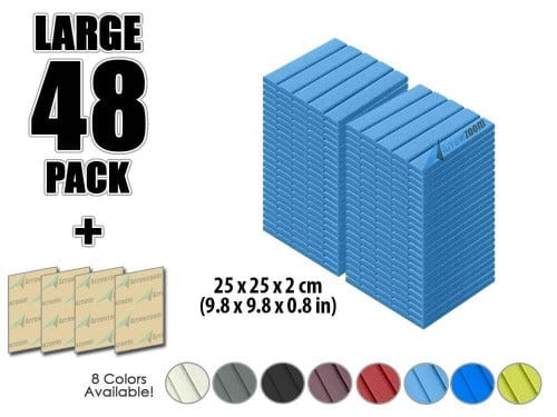 Arrowzoom Acoustic Flat Wedge Foam - Solid Colors - KK1035 Baby Blue / 48 PIECES - 25 X 25 X 2 CM