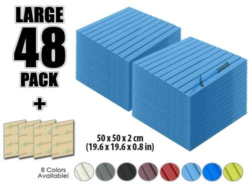 Arrowzoom Acoustic Flat Wedge Foam - Solid Colors - KK1035 Baby Blue / 48 PIECES - 50 X 50 X 2 CM