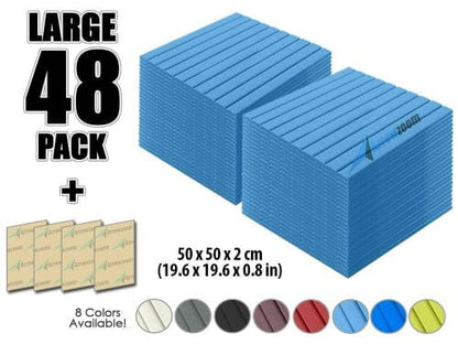 Arrowzoom Acoustic Flat Wedge Foam - Solid Colors - KK1035 Baby Blue / 48 PIECES - 50 X 50 X 2 CM