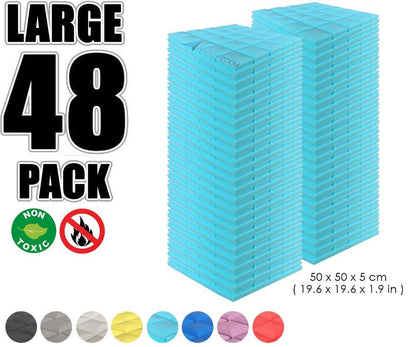 Arrowzoom Acoustic Hemisphere Grid Foam - Solid Colors - KK1040 Baby Blue / 48 Pieces - 50 X 50 X 5cm / 19.6 X 19.6 X 1.9 in