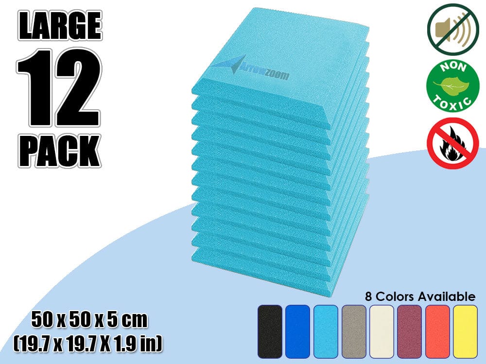 New 12 pcs Bundle Flat Bevel Tile Acoustic Panels Sound Absorption Studio Soundproof Foam 8 Colors KK1039 Baby Blue