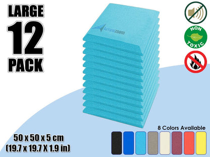 New 12 pcs Bundle Flat Bevel Tile Acoustic Panels Sound Absorption Studio Soundproof Foam 8 Colors KK1039 Baby Blue