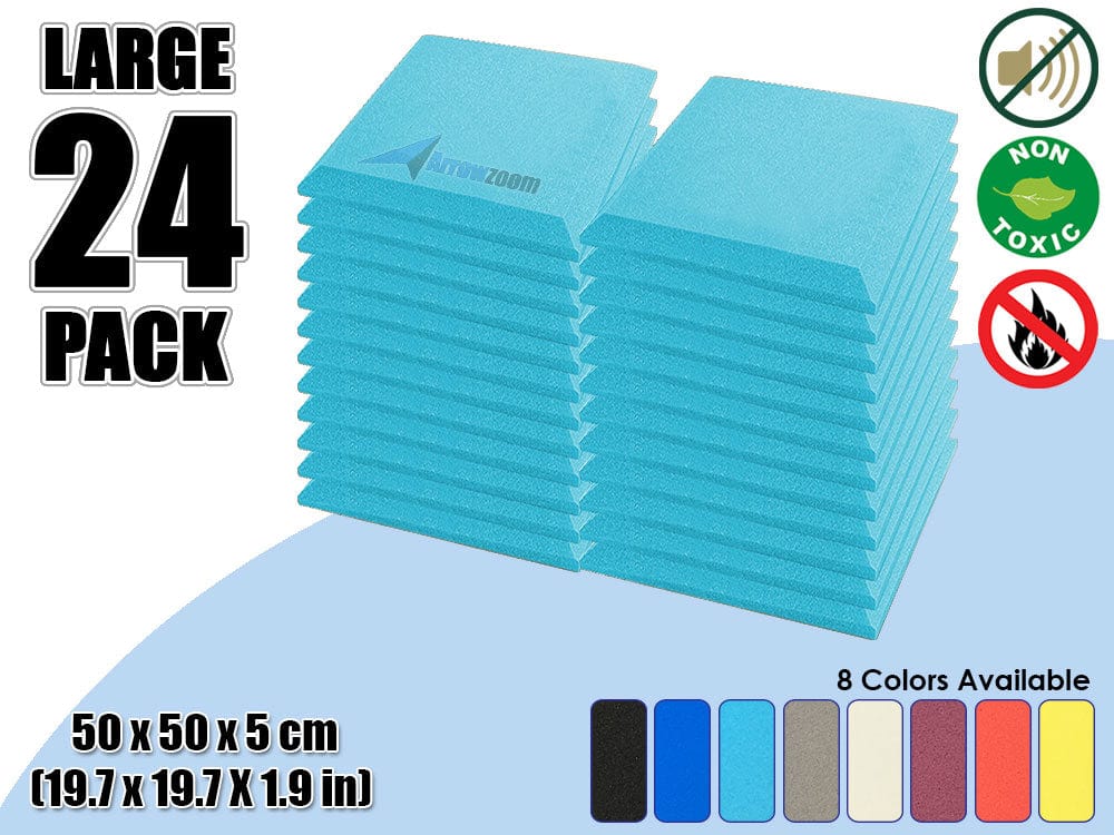 New 24 pcs Bundle Flat Bevel Tile Acoustic Panels Sound Absorption Studio Soundproof Foam 8 Colors KK1039 Baby Blue