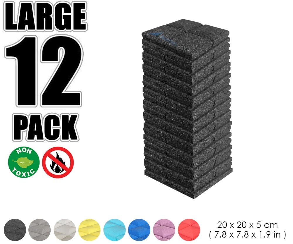 New 12 pcs Bundle Hemisphere Grid Type Acoustic Panels Sound Absorption Studio Soundproof Foam 8 Colors KK1040 Black / 20 X 20 X 5cm (7.8 X 7.8 X 1.9 in)