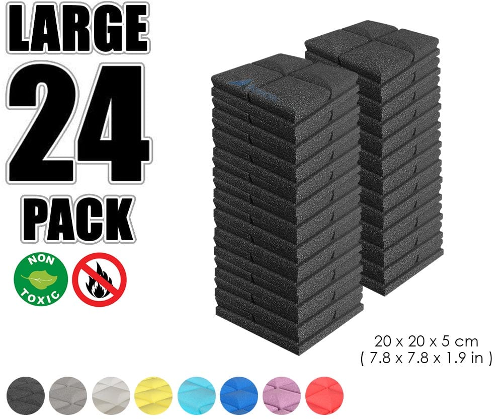 New 24 pcs Bundle Hemisphere Grid Type Acoustic Panels Sound Absorption Studio Soundproof Foam 8 Colors KK1040 Black / 20 X 20 X 5cm (7.8 X 7.8 X 1.9 in)