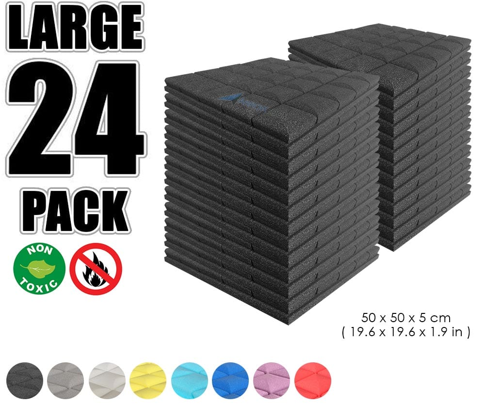 New 24 pcs Bundle Hemisphere Grid Type Acoustic Panels Sound Absorption Studio Soundproof Foam 8 Colors KK1040 Black / 50 X 50 X 5cm (19.6 X 19.6 X 1.9 in)