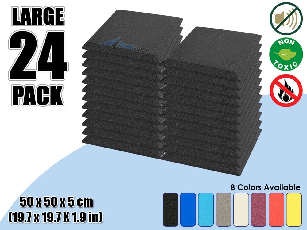 New 24 pcs Bundle Flat Bevel Tile Acoustic Panels Sound Absorption Studio Soundproof Foam 8 Colors KK1039 Black
