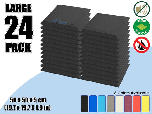 New 24 pcs Bundle Flat Bevel Tile Acoustic Panels Sound Absorption Studio Soundproof Foam 8 Colors KK1039 Black