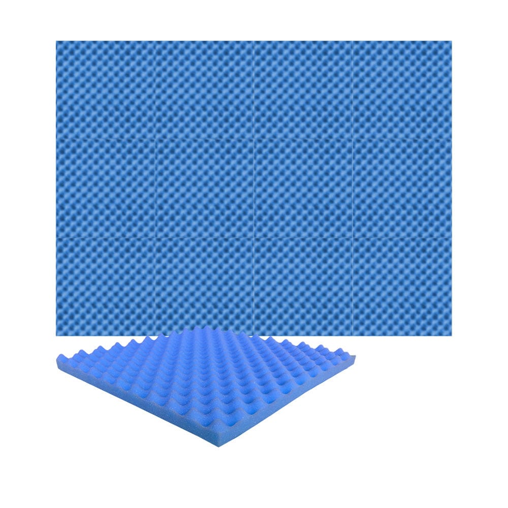 Arrowzoom Acoustic Eggcrate Foam - Solid Colors - KK1052 Blue / 12 Pieces - 50 x 50 x 3 cm/ 20x20x2 in