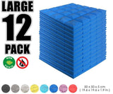 Arrowzoom Acoustic Hemisphere Grid Foam - Solid Colors - KK1040 Blue / 12 Pieces - 50 X 50 X 5cm / 19.6 X 19.6 X 1.9 in