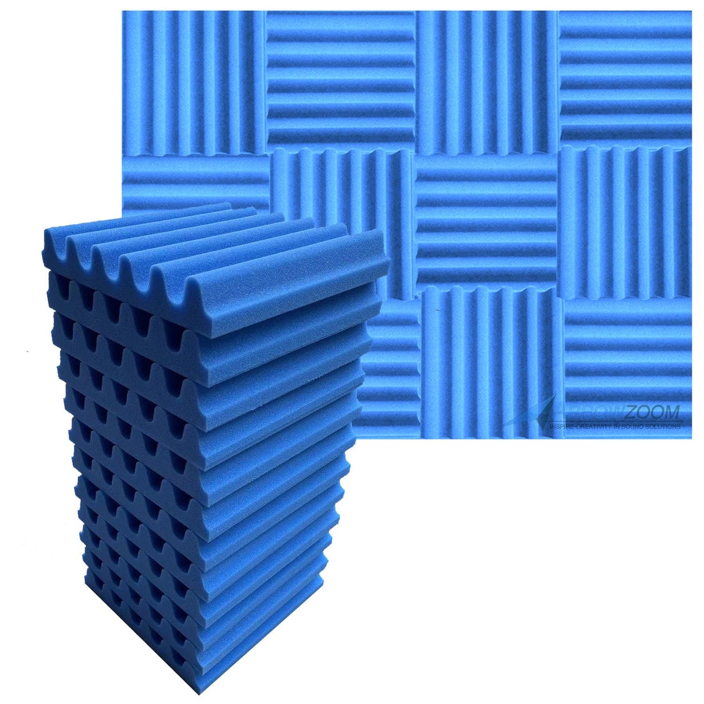 Arrowzoom™ PRO Series Soundproof Foam - Sea Wave Pro - KK1242 Blue / 12 pieces