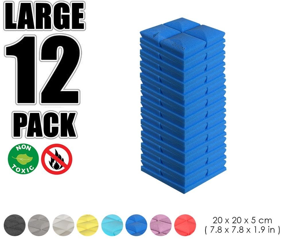 New 12 pcs Bundle Hemisphere Grid Type Acoustic Panels Sound Absorption Studio Soundproof Foam 8 Colors KK1040 Blue / 20 X 20 X 5cm (7.8 X 7.8 X 1.9 in)