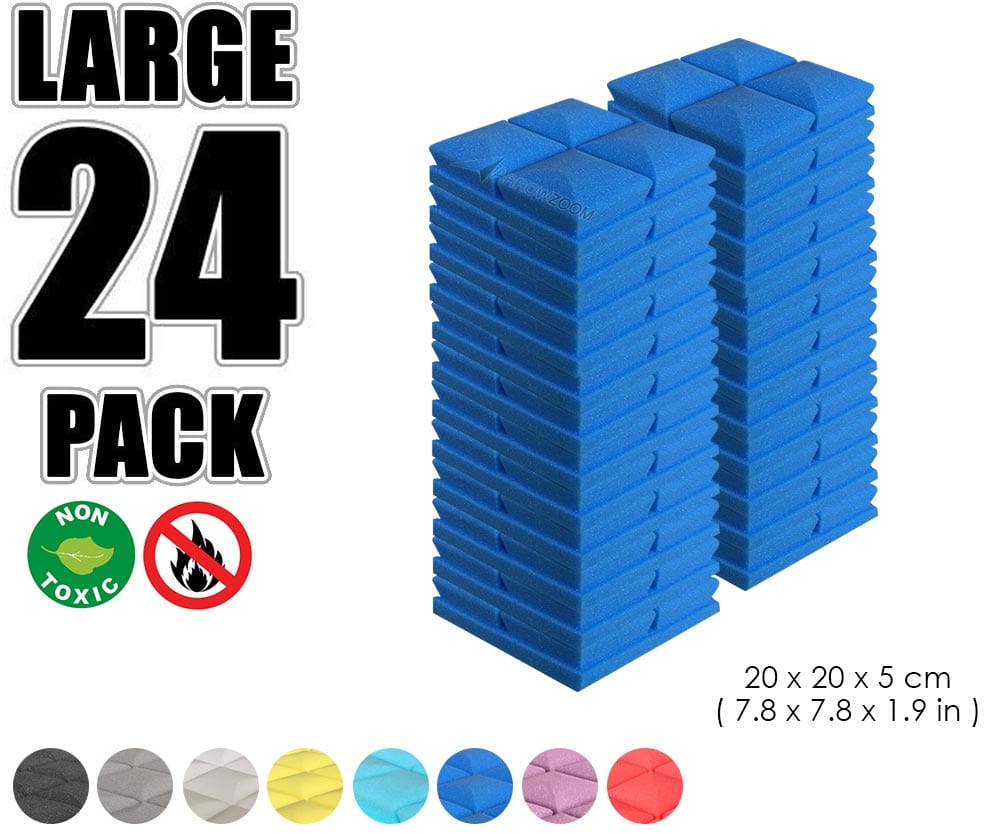 New 24 pcs Bundle Hemisphere Grid Type Acoustic Panels Sound Absorption Studio Soundproof Foam 8 Colors KK1040 Blue / 20 X 20 X 5cm (7.8 X 7.8 X 1.9 in)