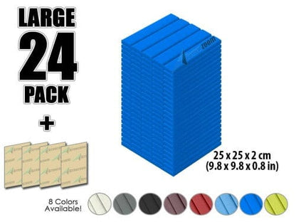 Arrowzoom Acoustic Flat Wedge Foam - Solid Colors - KK1035 Blue / 24 PIECES - 25 X 25 X 2 CM