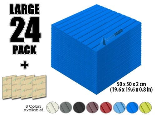 Arrowzoom Acoustic Flat Wedge Foam - Solid Colors - KK1035 Blue / 24 PIECES - 50 X 50 X 2 CM