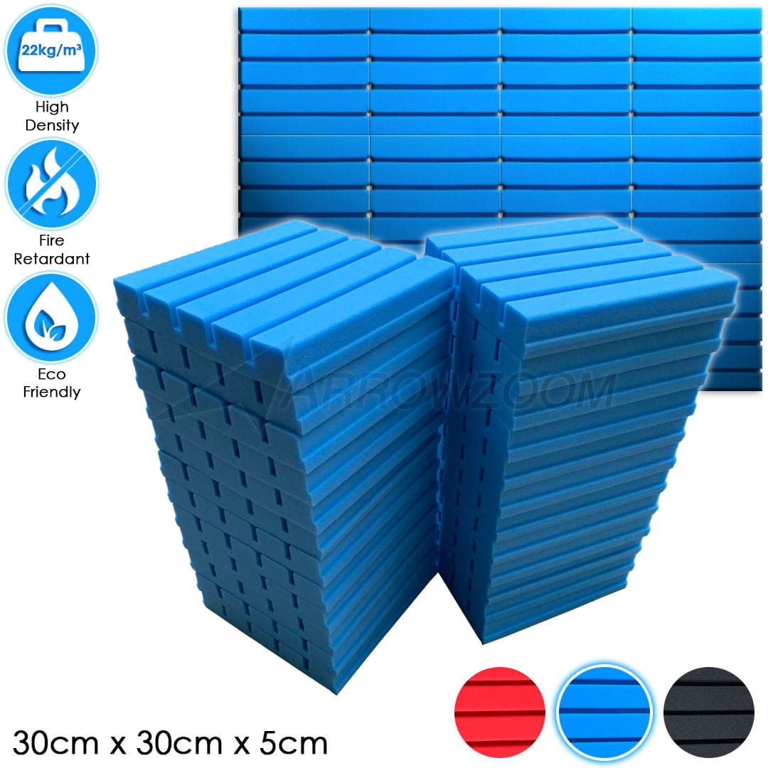 Arrowzoom™ PRO Series Soundproof Foam - Flat Wedge Pro - KK1198 Blue / 24 pieces