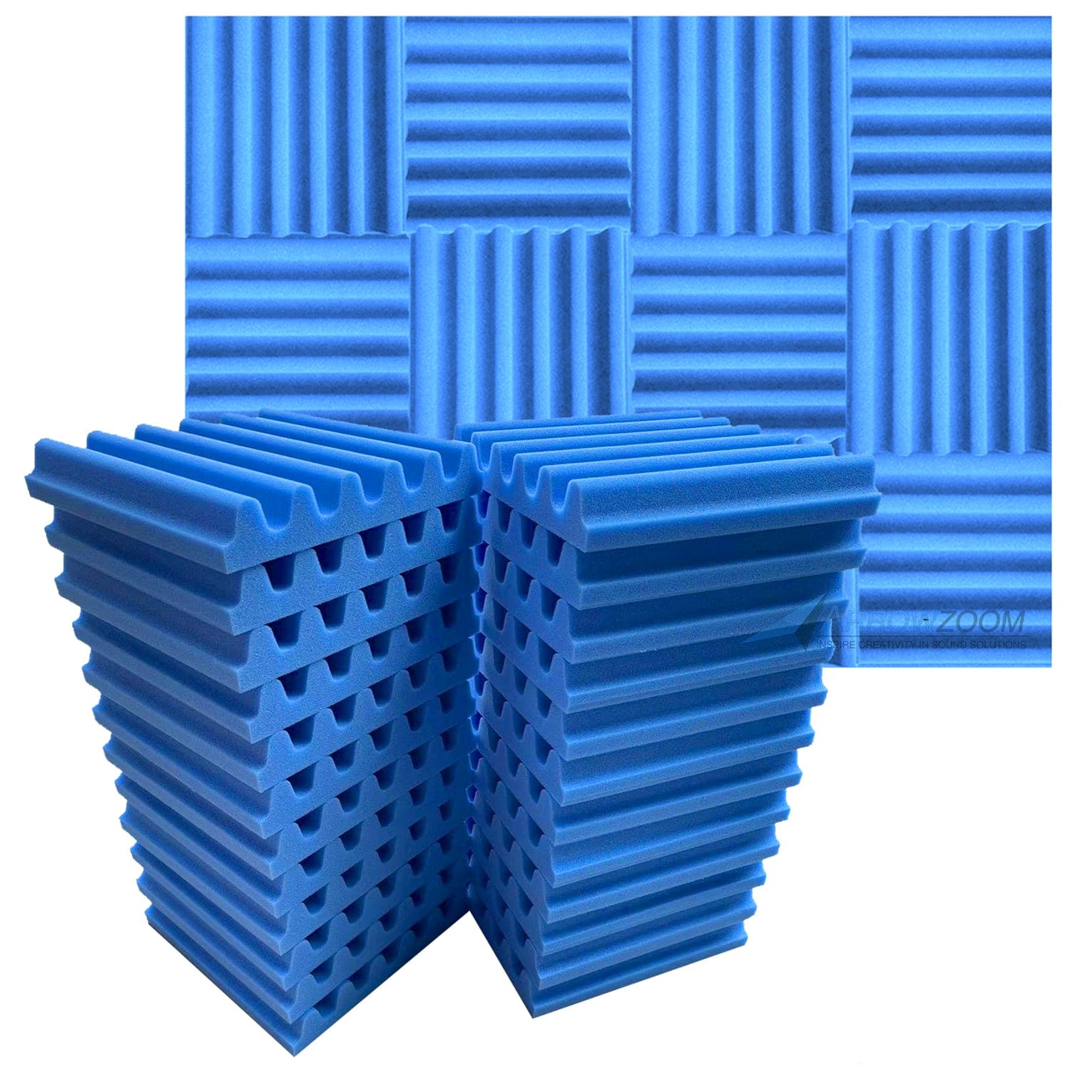 Arrowzoom™ PRO Series Soundproof Foam - Sea Wave Pro - KK1242 Blue / 24 pieces