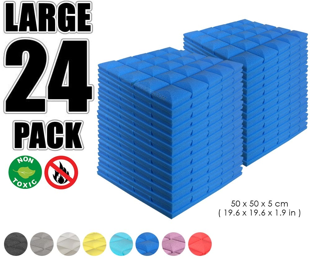 New 24 pcs Bundle Hemisphere Grid Type Acoustic Panels Sound Absorption Studio Soundproof Foam 8 Colors KK1040 Blue / 50 X 50 X 5cm (19.6 X 19.6 X 1.9 in)
