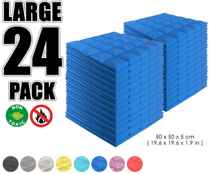 New 24 pcs Bundle Hemisphere Grid Type Acoustic Panels Sound Absorption Studio Soundproof Foam 8 Colors KK1040 Blue / 50 X 50 X 5cm (19.6 X 19.6 X 1.9 in)