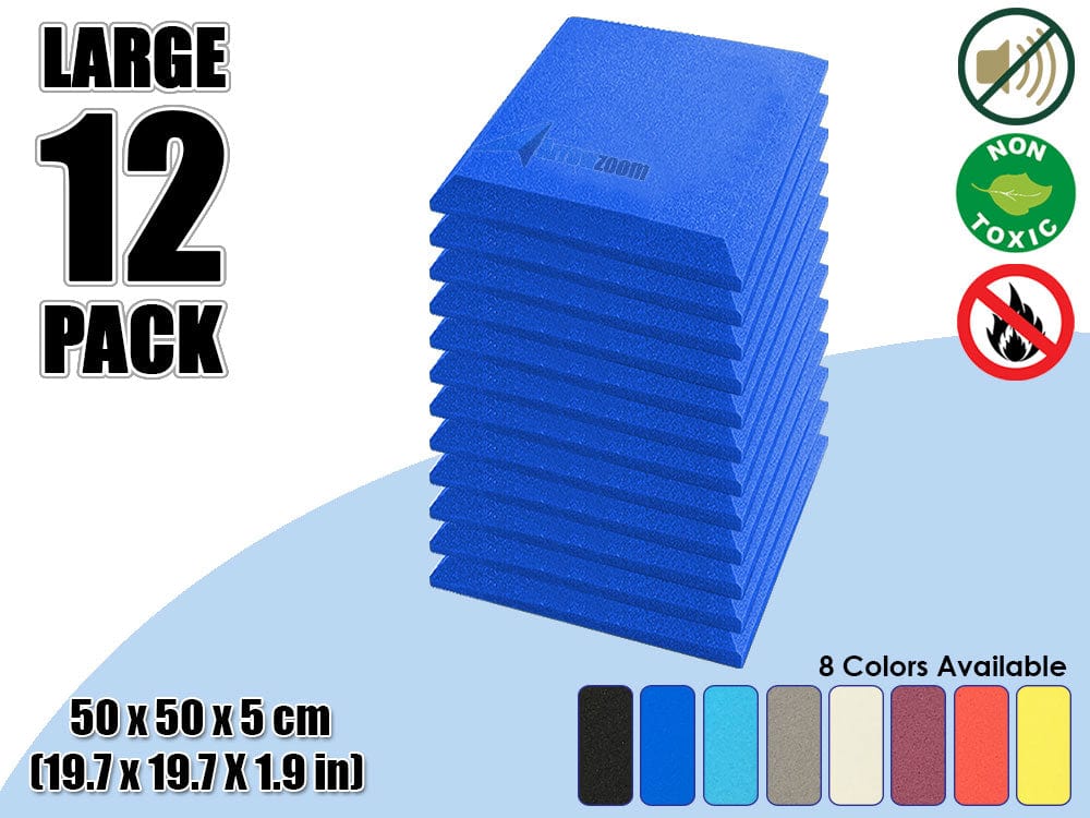 New 12 pcs Bundle Flat Bevel Tile Acoustic Panels Sound Absorption Studio Soundproof Foam 8 Colors KK1039 Blue