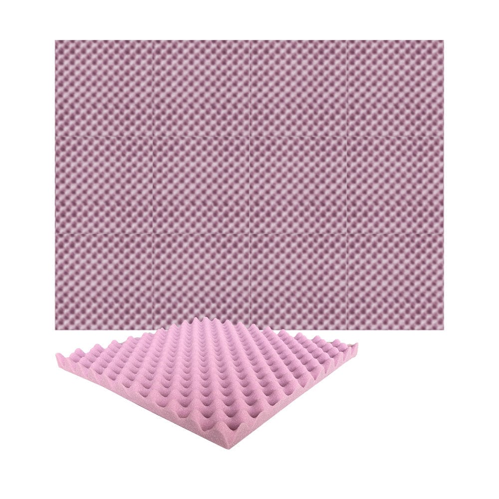 Arrowzoom Acoustic Eggcrate Foam - Solid Colors - KK1052 Burgundy / 12 Pieces - 50 x 50 x 3 cm/ 20x20x2 in