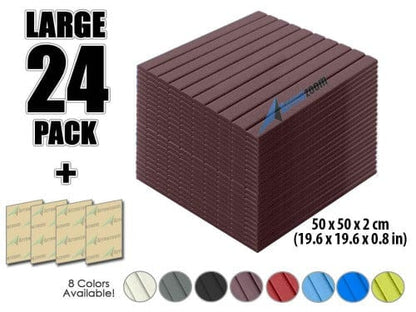Arrowzoom Acoustic Flat Wedge Foam - Solid Colors - KK1035 Burgundy / 24 PIECES - 50 X 50 X 2 CM