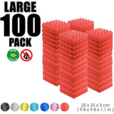 Arrowzoom 100 pcs Bundle Acoustic Foam Eggcrate / 100 Pieces - 25 x 25cm / Red