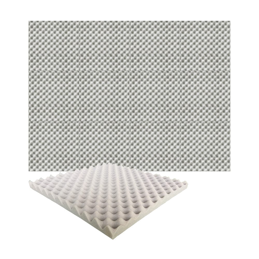 Arrowzoom Acoustic Eggcrate Foam - Solid Colors - KK1052 Gray / 12 Pieces - 50 x 50 x 3 cm/ 20x20x2 in