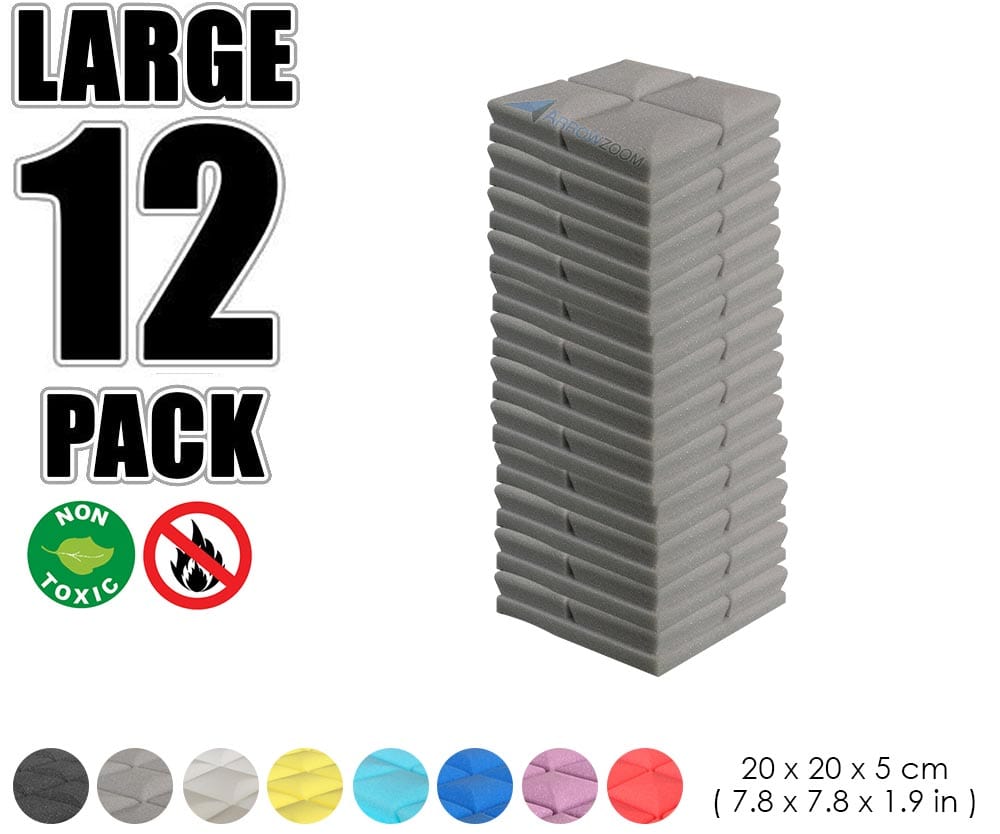 New 12 pcs Bundle Hemisphere Grid Type Acoustic Panels Sound Absorption Studio Soundproof Foam 8 Colors KK1040 Gray / 20 X 20 X 5cm (7.8 X 7.8 X 1.9 in)