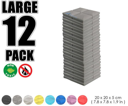 New 12 pcs Bundle Hemisphere Grid Type Acoustic Panels Sound Absorption Studio Soundproof Foam 8 Colors KK1040 Gray / 20 X 20 X 5cm (7.8 X 7.8 X 1.9 in)
