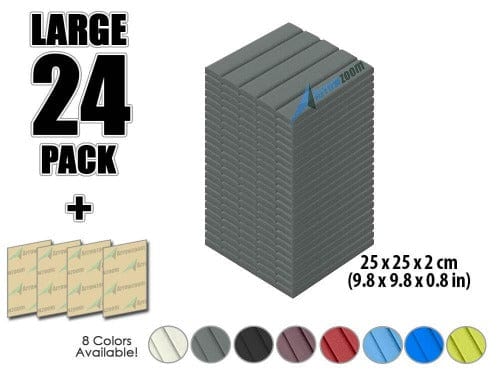 Arrowzoom Acoustic Flat Wedge Foam - Solid Colors - KK1035 Gray / 24 PIECES - 25 X 25 X 2 CM