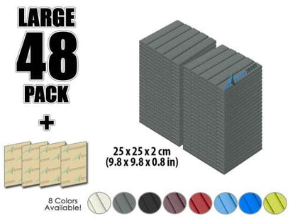 Arrowzoom Acoustic Flat Wedge Foam - Solid Colors - KK1035 Gray / 48 PIECES - 25 X 25 X 2 CM