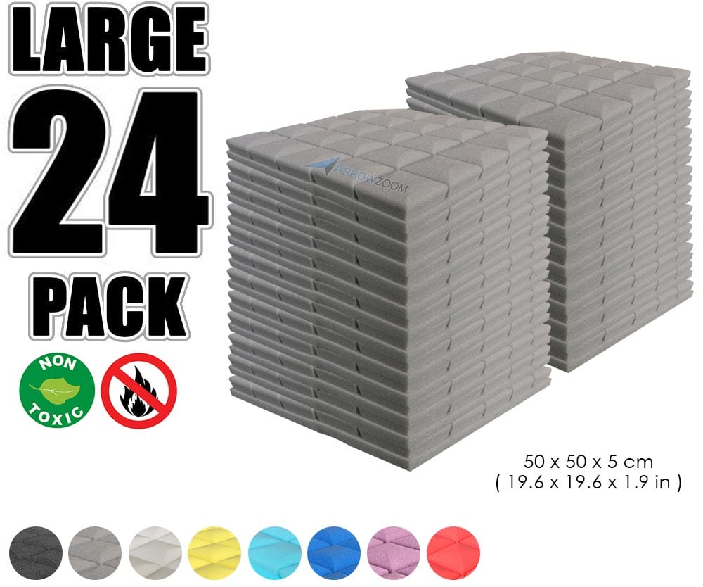 New 24 pcs Bundle Hemisphere Grid Type Acoustic Panels Sound Absorption Studio Soundproof Foam 8 Colors KK1040 Gray / 50 X 50 X 5cm (19.6 X 19.6 X 1.9 in)