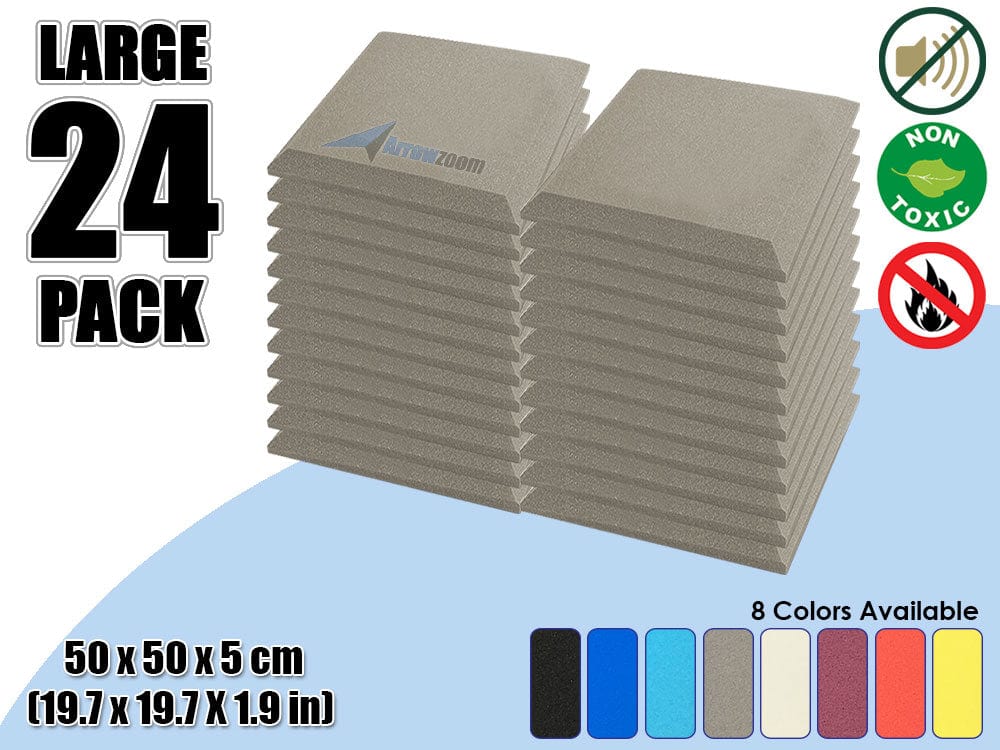 New 24 pcs Bundle Flat Bevel Tile Acoustic Panels Sound Absorption Studio Soundproof Foam 8 Colors KK1039 Gray