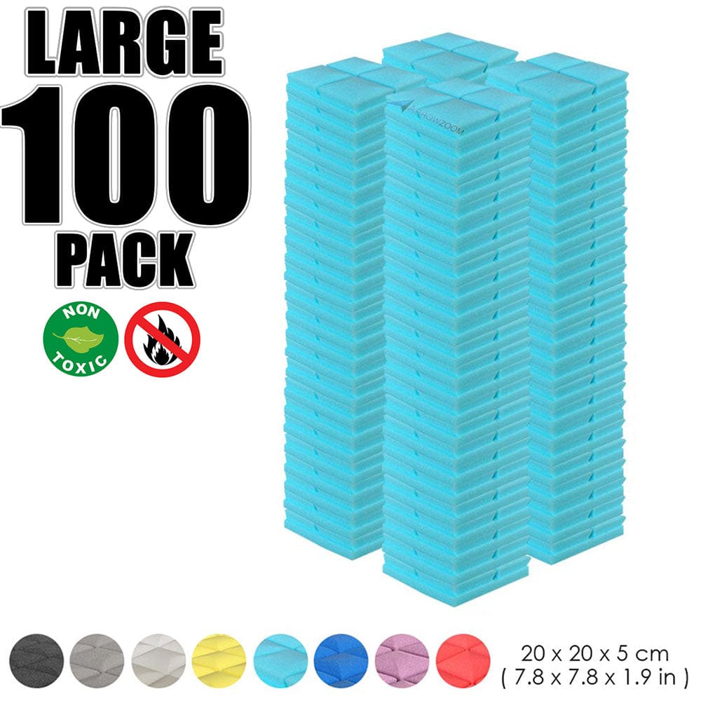 Arrowzoom 100 pcs Bundle Acoustic Foam Hemisphere Grid / 100 Pieces - 25 x 25cm / Light Blue