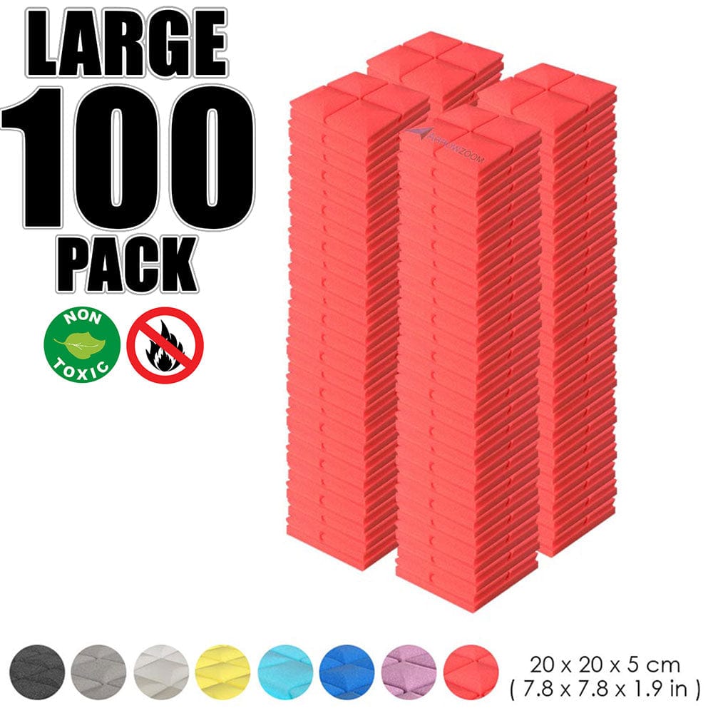 Arrowzoom 100 pcs Bundle Acoustic Foam Hemisphere Grid / 100 Pieces - 25 x 25cm / Red