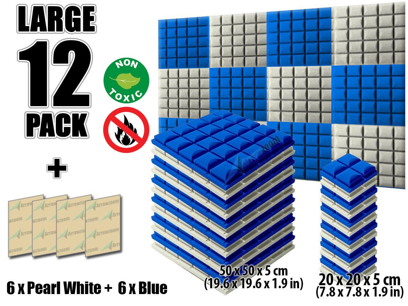 New 12 pcs Pearl White and Blue Bundle Hemisphere Grid Type Acoustic Panels Sound Absorption Studio Soundproof Foam KK1040
